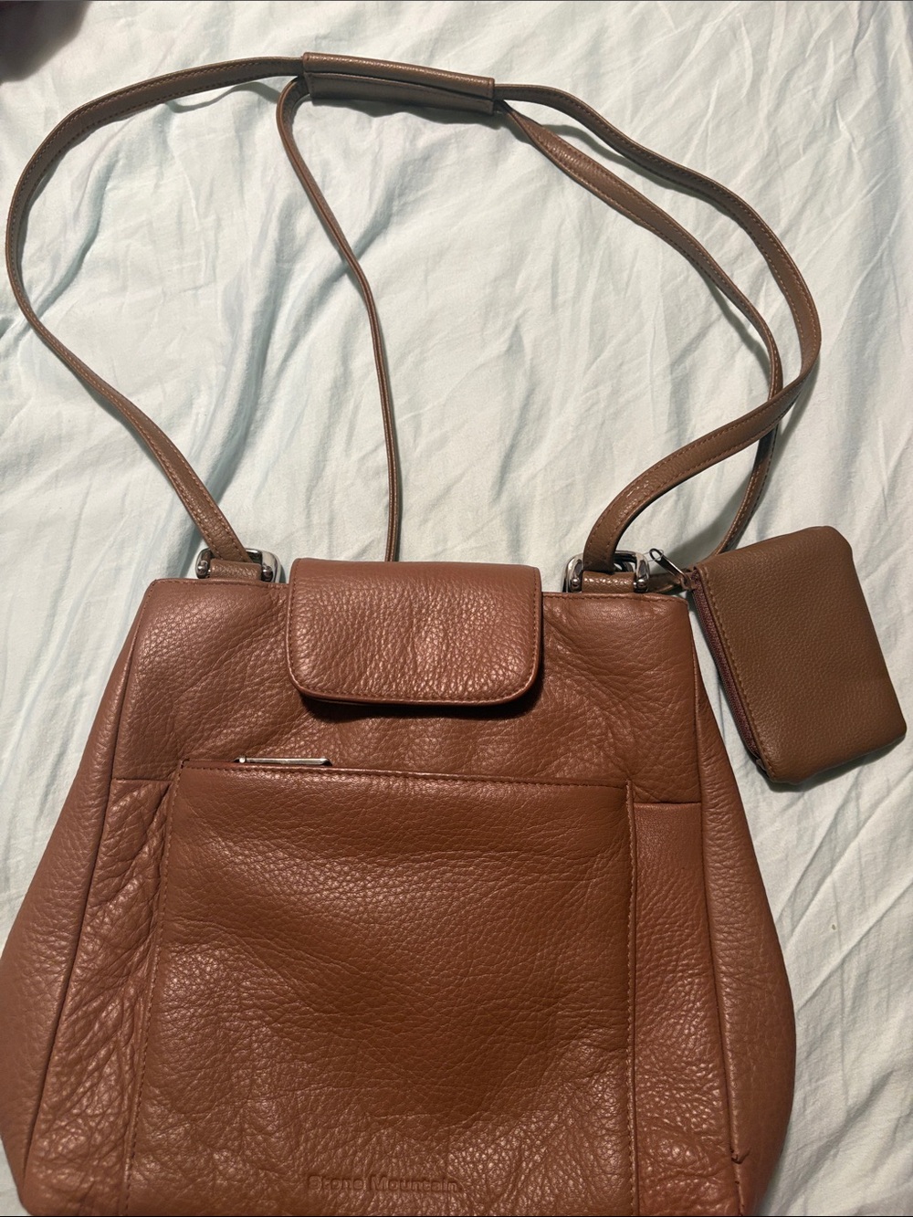 Stone Mountain Accessories Tan/Brown Leather Shoulder Bag with Detachable Pouch